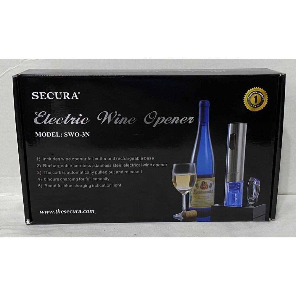 Secura Electric Wine Opener Automatic Electric Wine Bottle Corkscrew With Stand